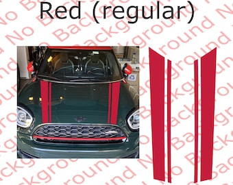 Bonnet Racing Stripes Hood Vinyl Decals Fits Mini Cooper S Countryman JCW F60 Only for 2017 - 2023 Gen 3 | Oracal 651 Good for up to 6 Years