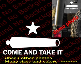 Cannon Come & Take it Texas Flag Vinyl Decal Lone Star Flag for Car Truck Windows Fender Bumper Phone | Many Colors and Sizes | US058A