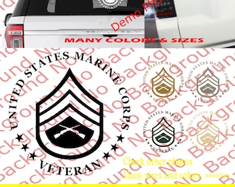 Marines E6 Rank SGT Staff Sergeant Die Cut Sticker Vinyl Decal for VETERAN United States Maines Corps AY032 | USMC Hobbyist License #53324