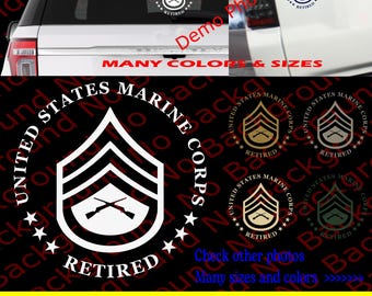 Marines E6 Rank SGT Staff Sergeant Die Cut Sticker Vinyl Decal for Retired United States Maines Corps AY032 | USMC Hobbyist License #53324
