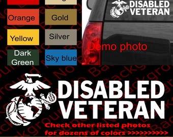 USMC Marines EGA Disabled Veteran Vinyl Decal Die Cut Sticker | Semper Fi | Eagle, Globe, and Anchor | AY094 USMC Hobbyist License #53324