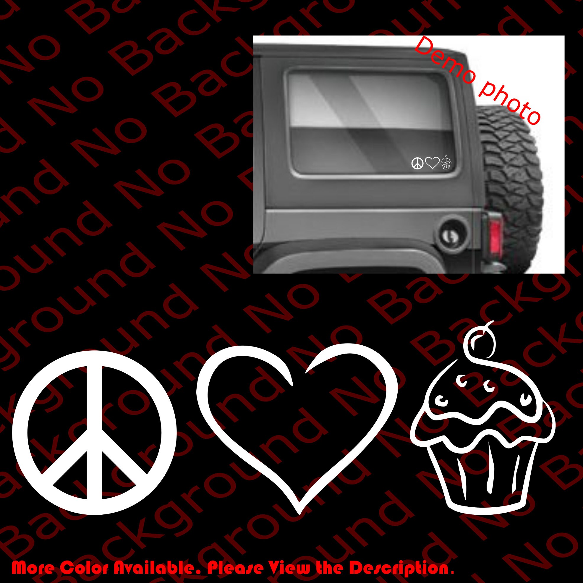 MANY COLORS- Peace Sign Love Heart Cupcake Dessert Funny Sticker Cute Vinyl Decal Car Funny Bake Girl Gift Cake FY021
