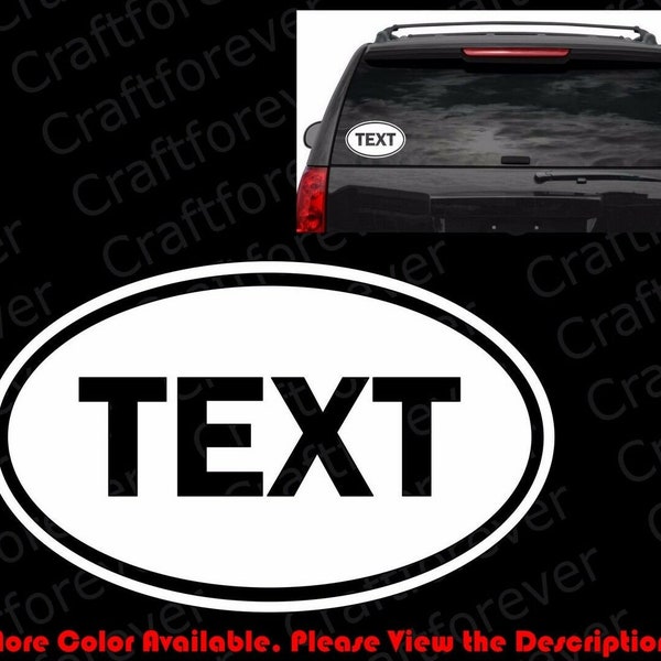 Many Color/Size - Free Customize Your Text (characters are HOLES) in Oval Europe Style Sticker Die Cut No Background Vinyl Decal FT003