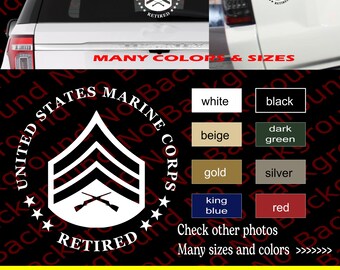 Marines E5 Rank SGT Sergeant Die Cut Sticker Vinyl Decal for RETIRED United States Maines Corps AY032 | USMC Hobbyist License #53324
