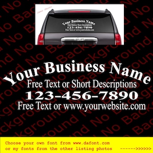 Many Colors & Sizes - Custom Business Company Name Services Information Car Truck Back Window Windshield Vinyl Die Cut Decal BS018