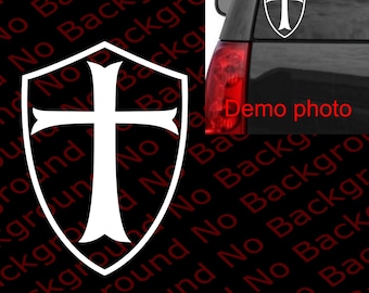 Knights Templar Shield Cross Crusaders Die Cut Vinyl Decal for Car Window FY095