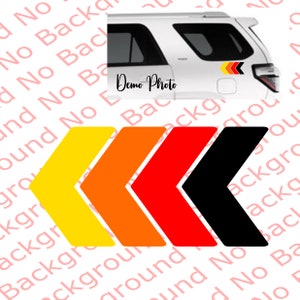 Many Colors & Sizes - 4-Color Retro Racing Arrows Stripes Rainbow Vinyl Die Cut Decal Fits 4RUNNER Tacoma Tundra 4x4 All Wheel Drive TY009A