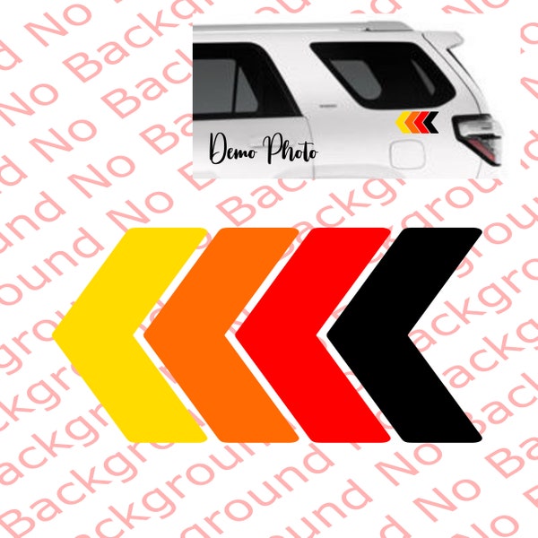 Many Colors & Sizes - 4-Color Retro Racing Arrows Stripes Rainbow Vinyl Die Cut Decal Fits 4RUNNER Tacoma Tundra 4x4 All Wheel Drive TY009A