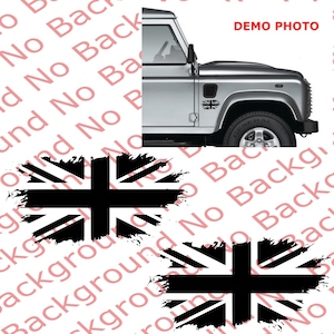 PAIR of Distressed UK Flag Black Union Jack Great Britain Vinyl Die Cut Decal Sticker Fits  4x4 Off Road Mini Cooper British Car UK001