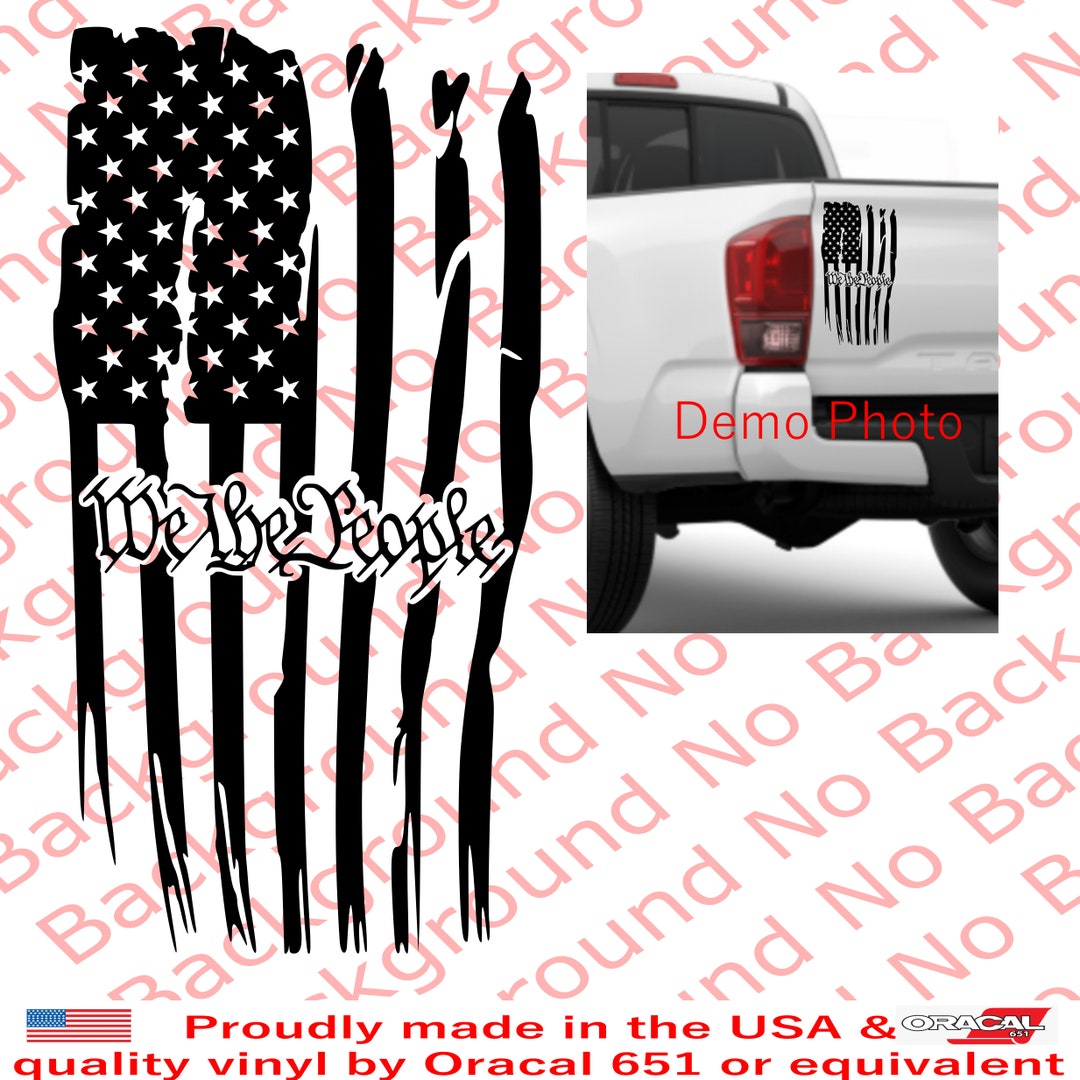 Autocollant Vinyle 'We The People' Drapeau Américain Détresse - Pour Voiture, Mur, Vitre