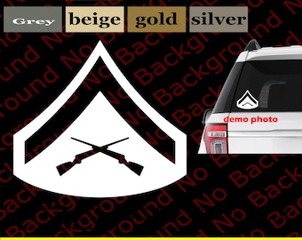 USMC Marines E3 Rank Lance Corporal Vinyl Decal Die Cut Sticker for Semper Fidelis Veteran/Retired AY098 | Hobbyist License #53324