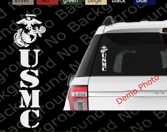 Vertical Marines EGA USMC Vinyl Car Decal Die Cut Sticker Semper Fi Eagle Globe Anchor AY060 | USMC Hobbyist License #53324