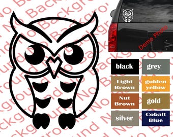 Cute Owl Hooters Die Cut Animal Sticker Vinyl Decal for Window Bumper | Wildlife Adventure Forest Halloween | Many Colors & Sizes |  AM040