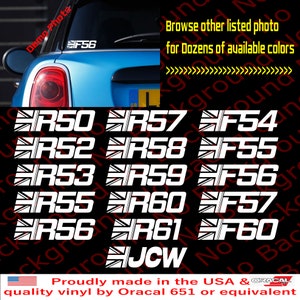 Union Jack Vinyl Decal Die Cut Sticker for Mini Cooper R50 R52 R53 R55 R56 R57 R58 R59 R60 R61 F54 F55 F56 F57 F60 JCW Window Fender MN011
