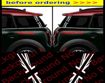 Union Jack C Pillar C-Pillar Vinyl Decal British UK Flag Die Cut Sticker fits Mini Cooper Countryman F60 including JCW 2017 - 2023