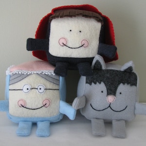 Felt Toy Pattern - Little Red Riding Hood collection - Make your own fairytale blocks -  Felt Cubes/Blocks Plushie Toy Sewing Pattern