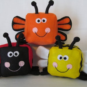 Toy Sewing Pattern - Insect collection - Make your own bumblebee, ladybug & butterfly felt blocks - Felt Cubes/Blocks Plushie Sewing Pattern