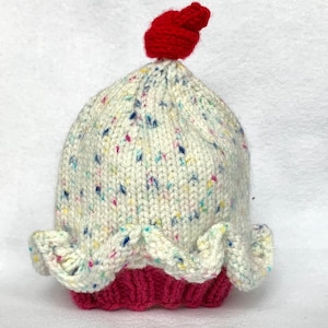 Cupcake Hat with White Sprinkle Frosting for Babies, Toddlers, Kids, Adults