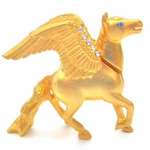 Estee Lauder Perfume Compact/Pegasus /NO BOX /Blue Crystals /Brilliant Gold Tone