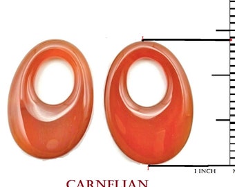 Oval Carnelian Hoops/Add a hoop Interchangeables/35mm x 25mm Natural stone/Use on Omega Earrings