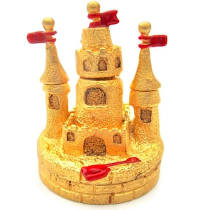 Estee Lauder Perfume Compact/Sand Castle/NO BOX / Red Enamel/  Rich Gold Tone Hinged box