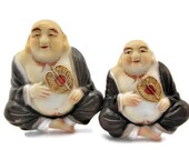 27mm Toshikane トシカネ HOTEI Flat Back Tile Buddha 7 Fortune gods Arita Porcelain Seven Lucky gods Seven Immortals Feng Shui Happiness