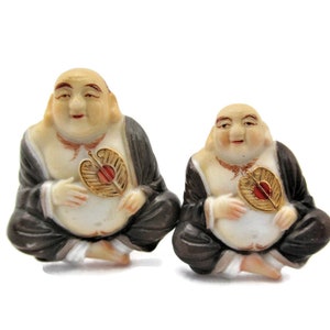 27mm Toshikane トシカネ HOTEI Flat Back Tile/Buddha 7 Fortune gods Arita Porcelain/Seven Lucky gods/Seven Immortals /Feng Shui Happiness
