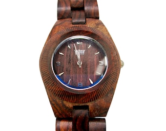 We Wood Watch/Dark Oak/All 100% Natural Wood/Born In Florence Italy/Brown Dial /Silver Tone Findings/NEW BATTERY