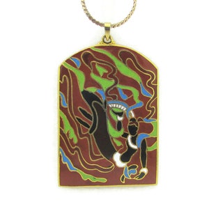 DANCER Feitian Mural Necklace/Brown Cloisonne Pendant/Mogao Buddhist Caves /Flying Spirits Art/  Mogaoku Apsaras//Mogaoku DUNHUANG China