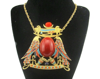 Accessocraft Egyptian Revival Necklace/ Pectoral of Princess Sit- Hathor-Yunet from Lahun/Falcons Ankhs Uraei/ Udjat Wadjet Eye of Horus