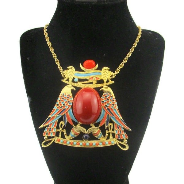 Accessocraft Egyptian Revival Necklace/ Pectoral of Princess Sit- Hathor-Yunet from Lahun/Falcons Ankhs Uraei/ Udjat Wadjet Eye of Horus