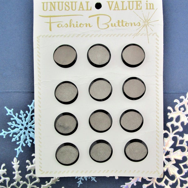 12 Black & Gray Hard Plastic Buttons /By Unusual Value in Fashion Buttons ORIGINAL Card/ 3/4 inch USE FOR Crafting , Jewelry Making , Sewing