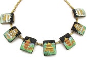 トシカネ Toshikane Necklace Historical Landmarks of Japan 12k Gold Filled Kinkaku-ji Temple Himeji Castle Osaka Castle Sensoji Temple Tiles