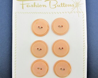 6  Peach Plastic Buttons /By Unusual Value in Fashion Buttons/ 7/8 inch USE FOR Crafting , Jewelry Making , Sewing