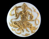 トシカネ Toshikane RAIJIN Flat Back Tile Patron of Lightning Thunder aka Kaminari-sama (雷様 ) Raiden-sama (雷電様) Narukami (鳴る神 )and Raikou (雷公 )