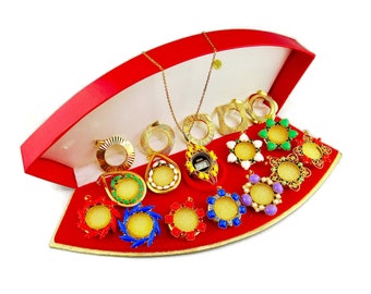 TINKO LCD digitale horloge ketting set/17 verwisselbare bezels/steentjes, faux parels, kleurrijke cabines/diamant geslepen goudkleurige hangers/28" ketting