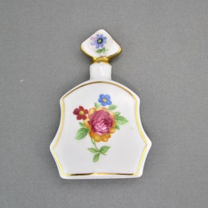 Germany Porcelain Perfume Bottle/Intact Ceramic Dauber/Colorful Floral Transfer Prints/Flowers - Botanical Lovers  Theme