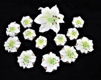 ❁はな❁ AITOSHA 13pc -yuzana Flower Buttons & Pin Set/hand Painted