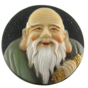 Toshikane FUKUROKUJU Button/ 7 Fortune Gods Arita Porcelain /Seven Lucky Gods 七福神 Shichi Fukujin / Sju odödliga gudar / Feng Shui Wisdom