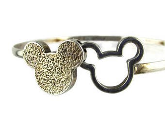 Mickey Mouse Head Bracelet  /  925 Sterling Silver Bangle 8 grams