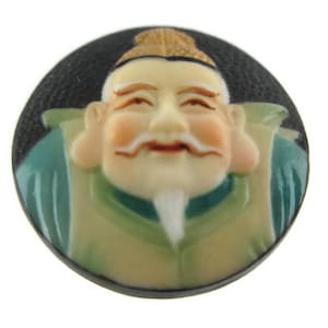 Toshikane EBISU Button/ 7 Fortune gods Arita Porcelain /Seven Lucky gods 七福神 Shichi Fukujin / Seven Immortal gods / Feng Shui  Abundance