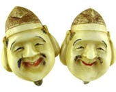 EBISU Face Cufflinks Patron of Abundance P K 12k GF 7 Fortune gods Cufflinks Seven Lucky gods 七福神 Shichi Fukujin Seven Immortal gods