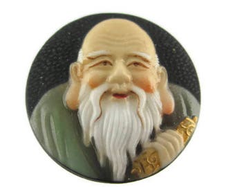 Toshikane FUKUROKUJU Button/ 7 Fortune gods Arita Porcelain /Seven Lucky gods 七福神 Shichi Fukujin / Seven Immortal gods / Feng Shui Wisdom