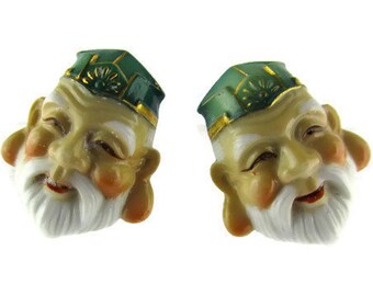 Toshikane JUROJIN Earrings / 7 Fortune gods Arita Porcelain /Seven Lucky gods 七福神 Shichi Fukujin / Seven Immortal gods / Feng Shui Longevity