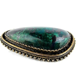 Broche cabochon asymétrique Eilat/Or sur argent sterling/Pierre du roi Salomon/Broche et pendentif/Malachite Azurite Turquoise Chrysocolle