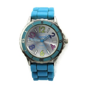 Avenue Turquoise Blue Watch /Enamel Numbered Bezel/ Silver  Dial/ China Movement / New Battery/Style  AV10