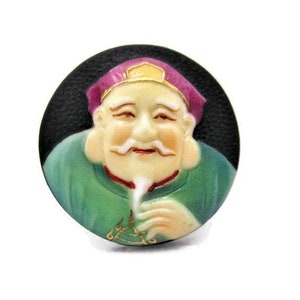 Toshikane DAIKOKU Button/ 7 Fortune gods Arita Porcelain /Seven Lucky gods 七福神 Shichi Fukujin / Seven Immortal gods / Feng Shui WEALTH