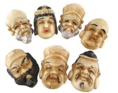 EBINE Seven gods of Fortune Buttons Seven Lucky gods 七福神 Shichi Fukujin Signed Seven Immortal gods of Japan CELLULOID In ORIGINAL Box
