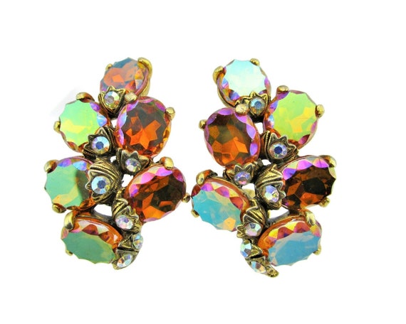 Elsa Schiaparelli Earrings/Grape Clusters/Topaz F… - image 1