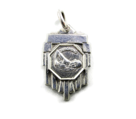 Art Deco 925 Swimming Charm/L&C Sterling Silver/ … - image 1